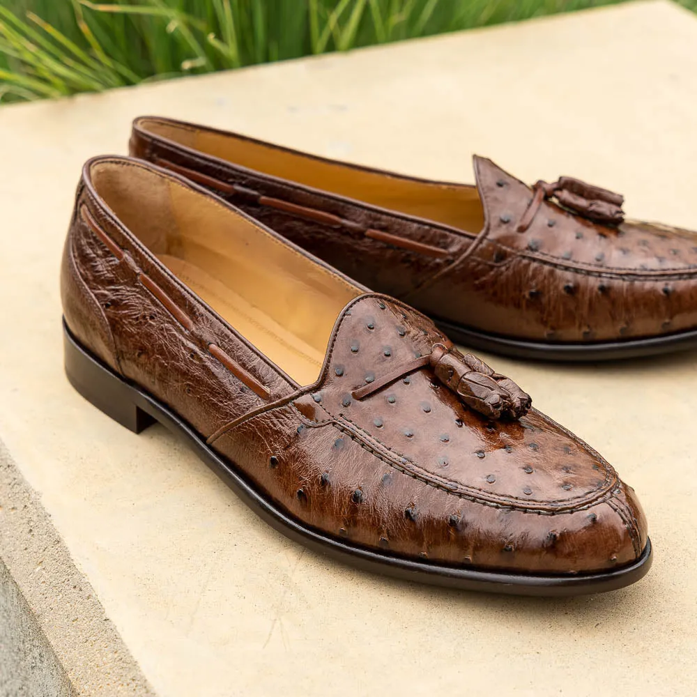 13-581-BRN FRANCO Ostrich Tassel Loafer, Brown