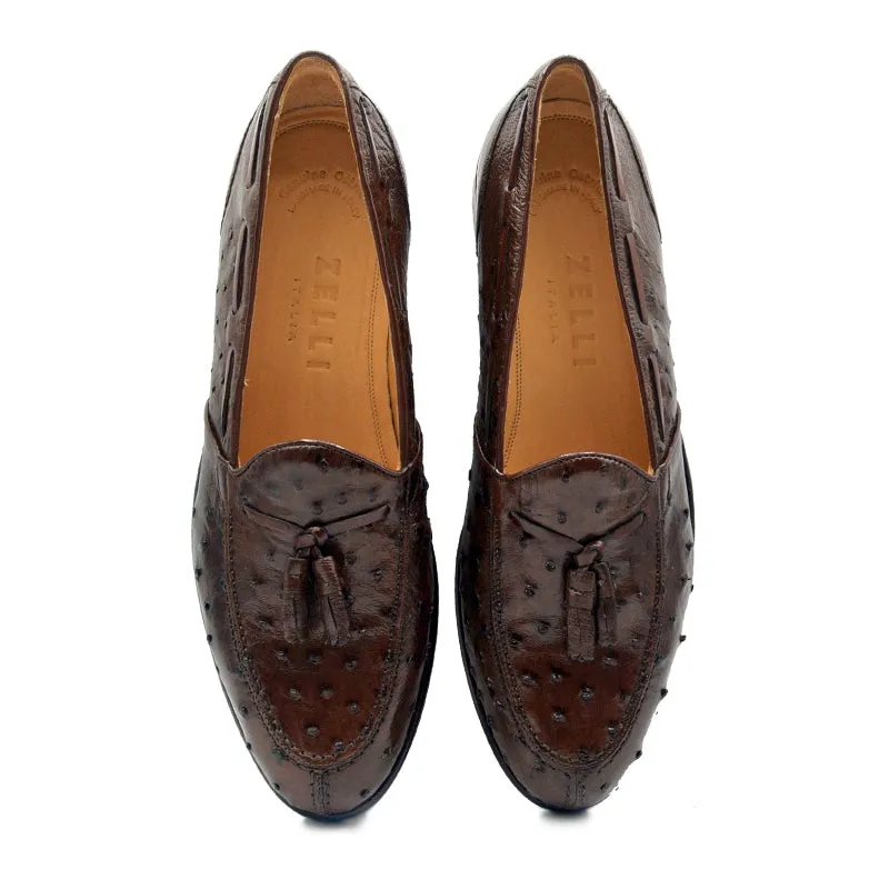 13-581-BRN FRANCO Ostrich Tassel Loafer, Brown