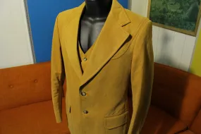 1970s Western 2 Piece Brown Cotton Blazer With Vest. Disco Jacket