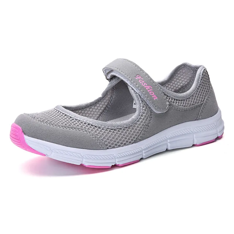 2020 Women Sneakers Summer Mesh Shoes Female Flats Casual Shoes Breathable Footwear Hook & Loop Fash