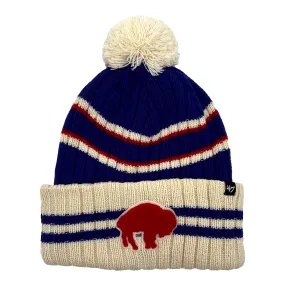 '47 Brand Buffalo Bills Retro Logo Royal & Cream Knit Winter Hat