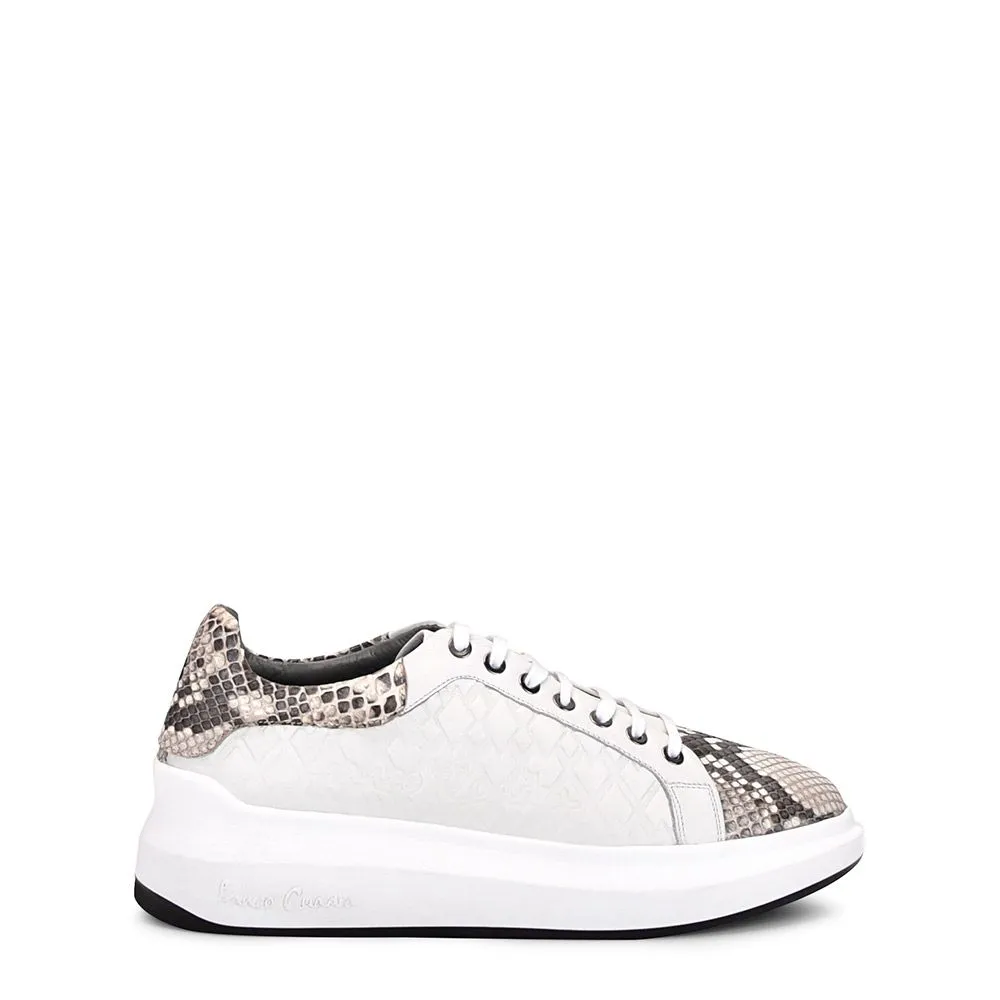 4P3PBKN - Cuadra white casual fashion python leather sneakers for women