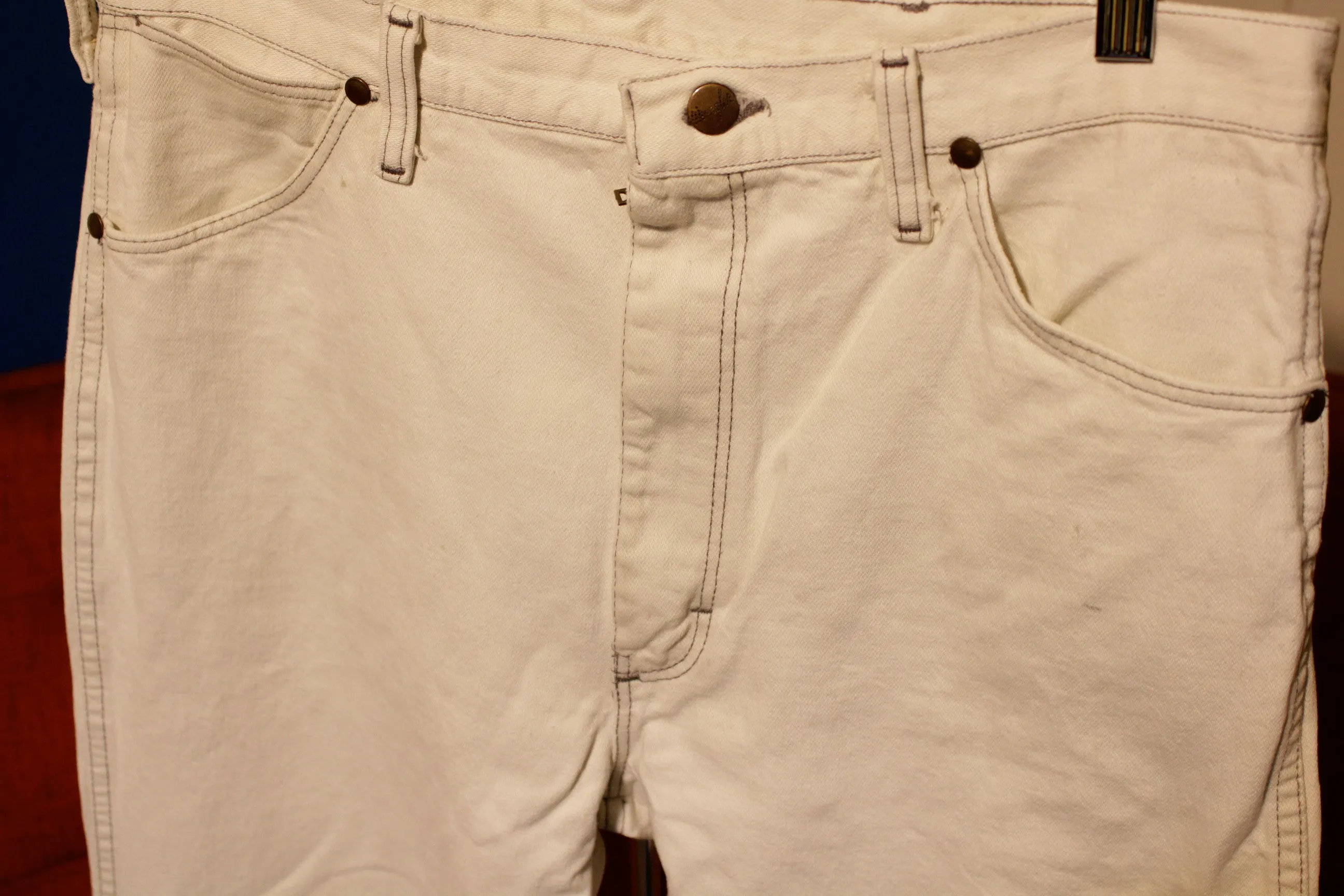 80s Wrangler Jeans White Denim Made in USA 13MWZPG Cowboy Cut