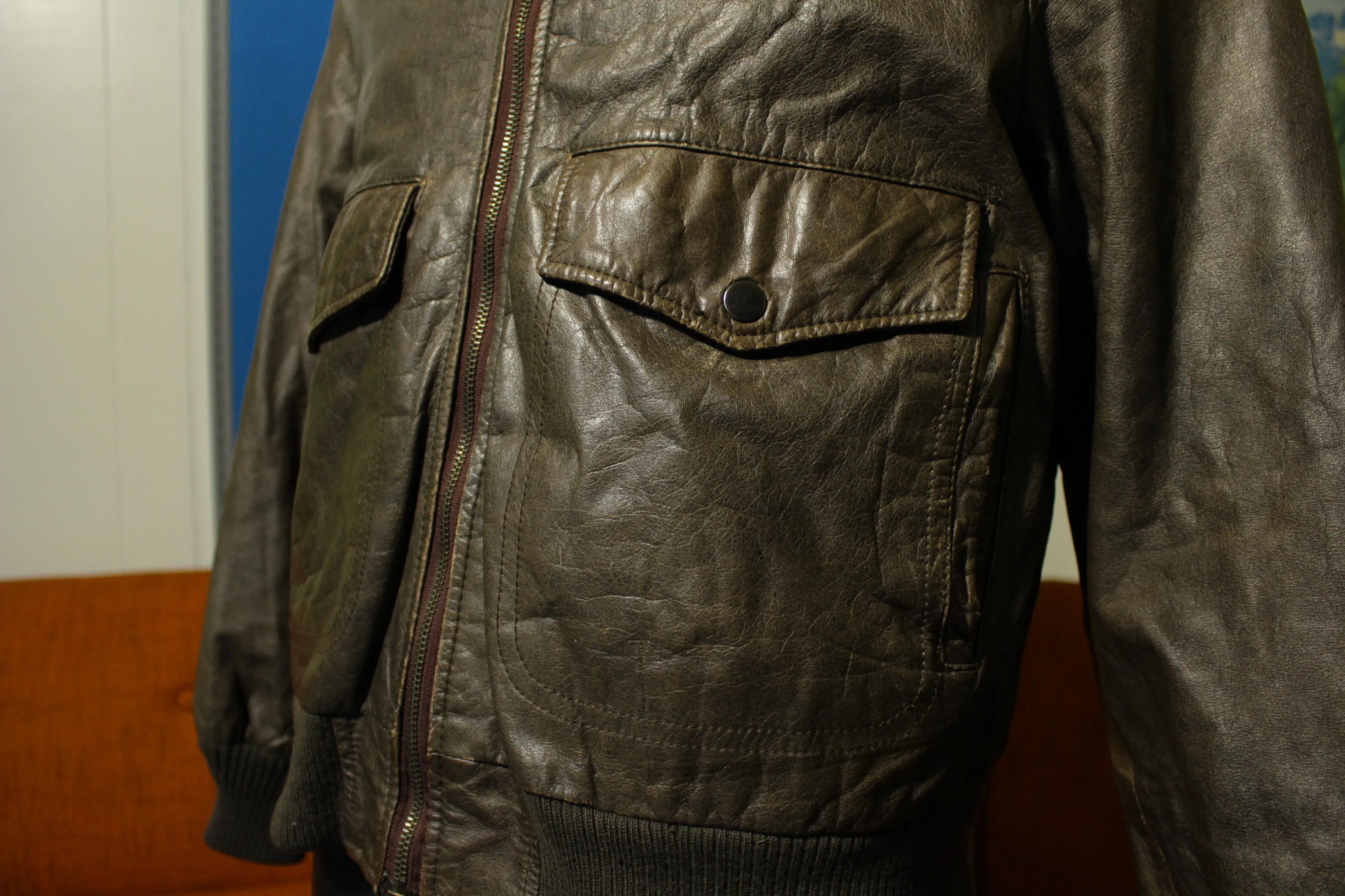 A-2 Clipper Mist Bomber Flight Jacket Leather Londontown Vintage Coat