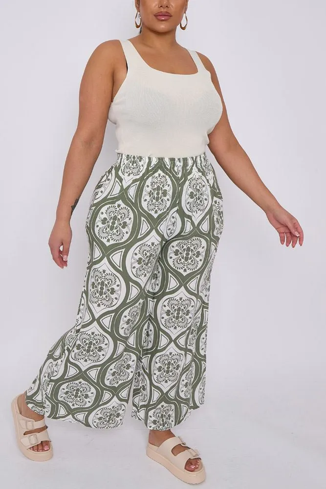 Abstract Print Wide Leg Palazzo