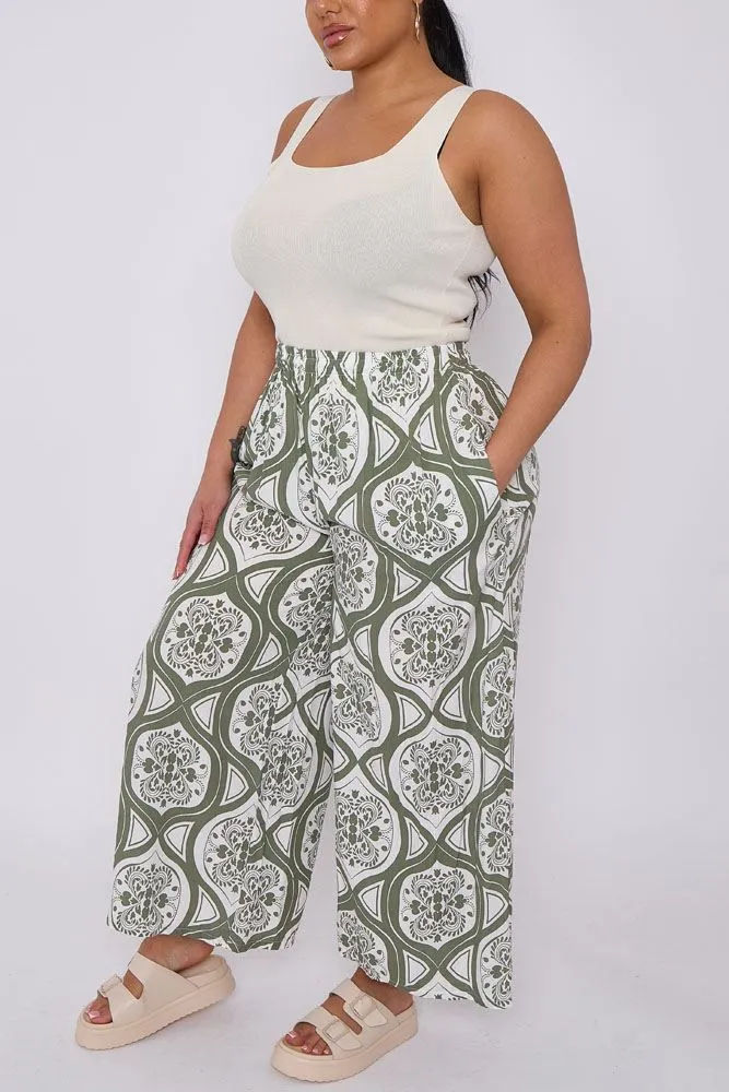 Abstract Print Wide Leg Palazzo