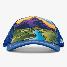 Abstract Summer Mountain Curved Trucker Hat