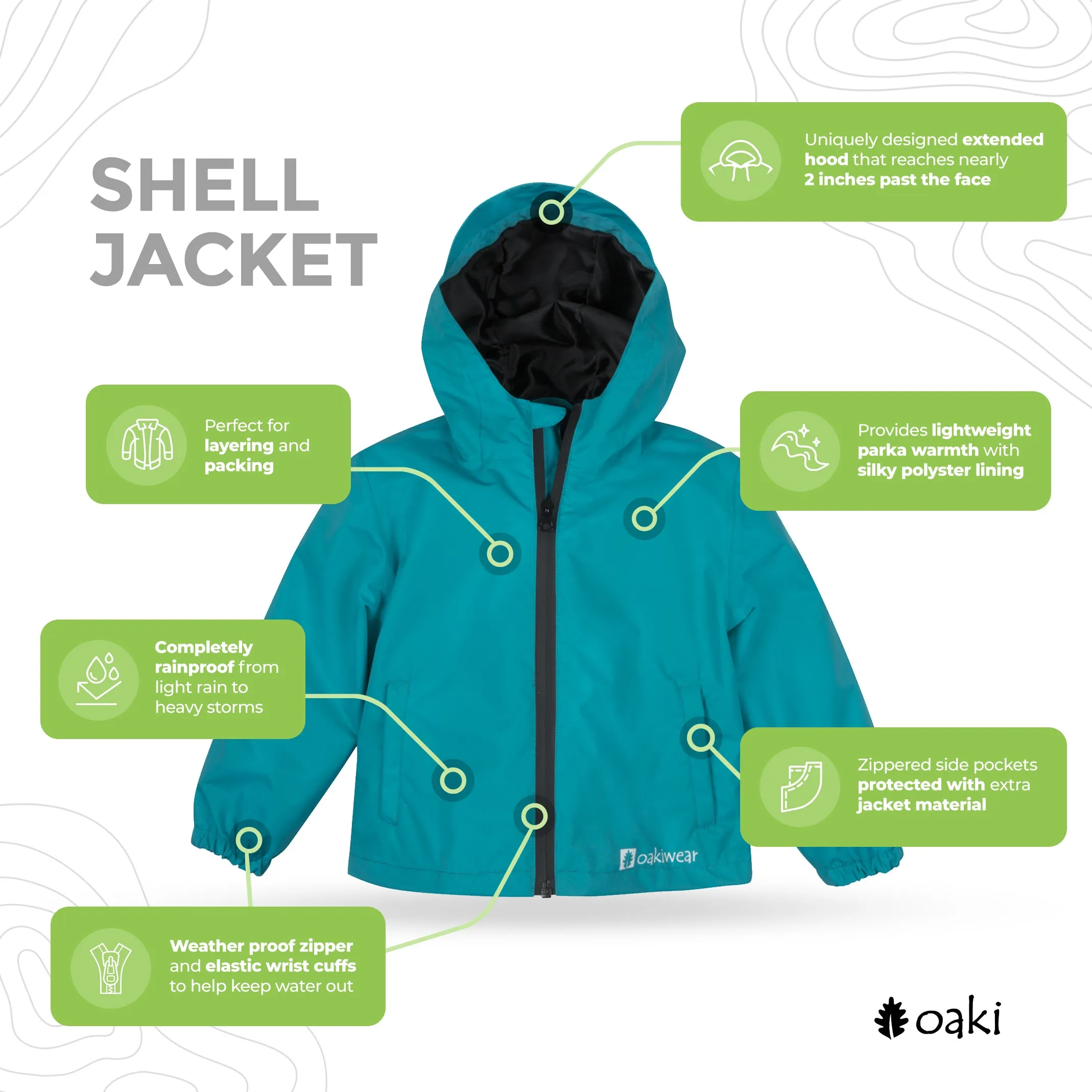 Adult Waterproof Shell Jacket, Glacier Blue