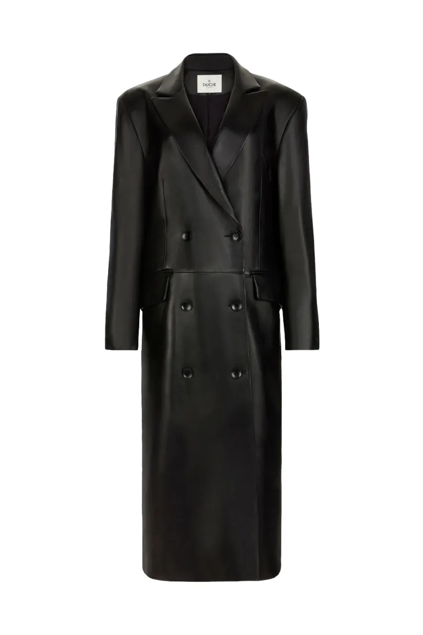 Aggie Coat - Black Leather