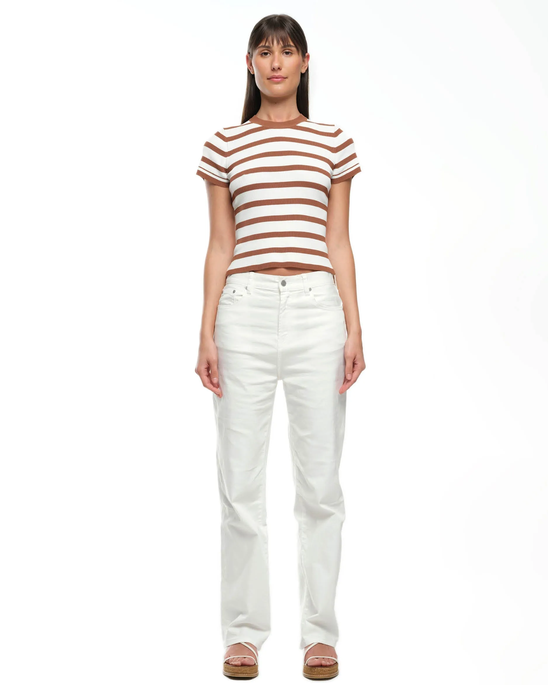 AGNES KNIT TEE - COCOA STRIPE