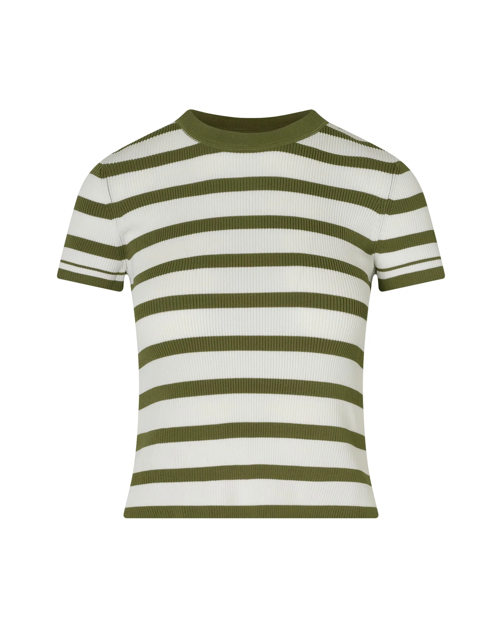 AGNES KNIT TEE - OLIVE STRIPE