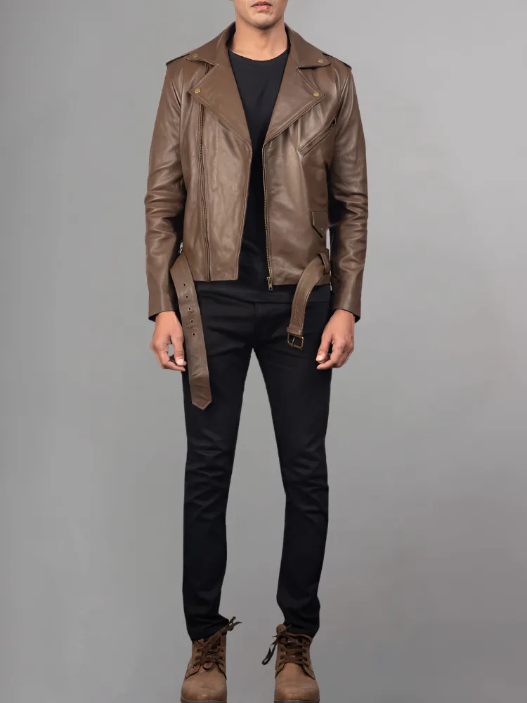 Allaric Alley Mocha Leather Biker Jacket