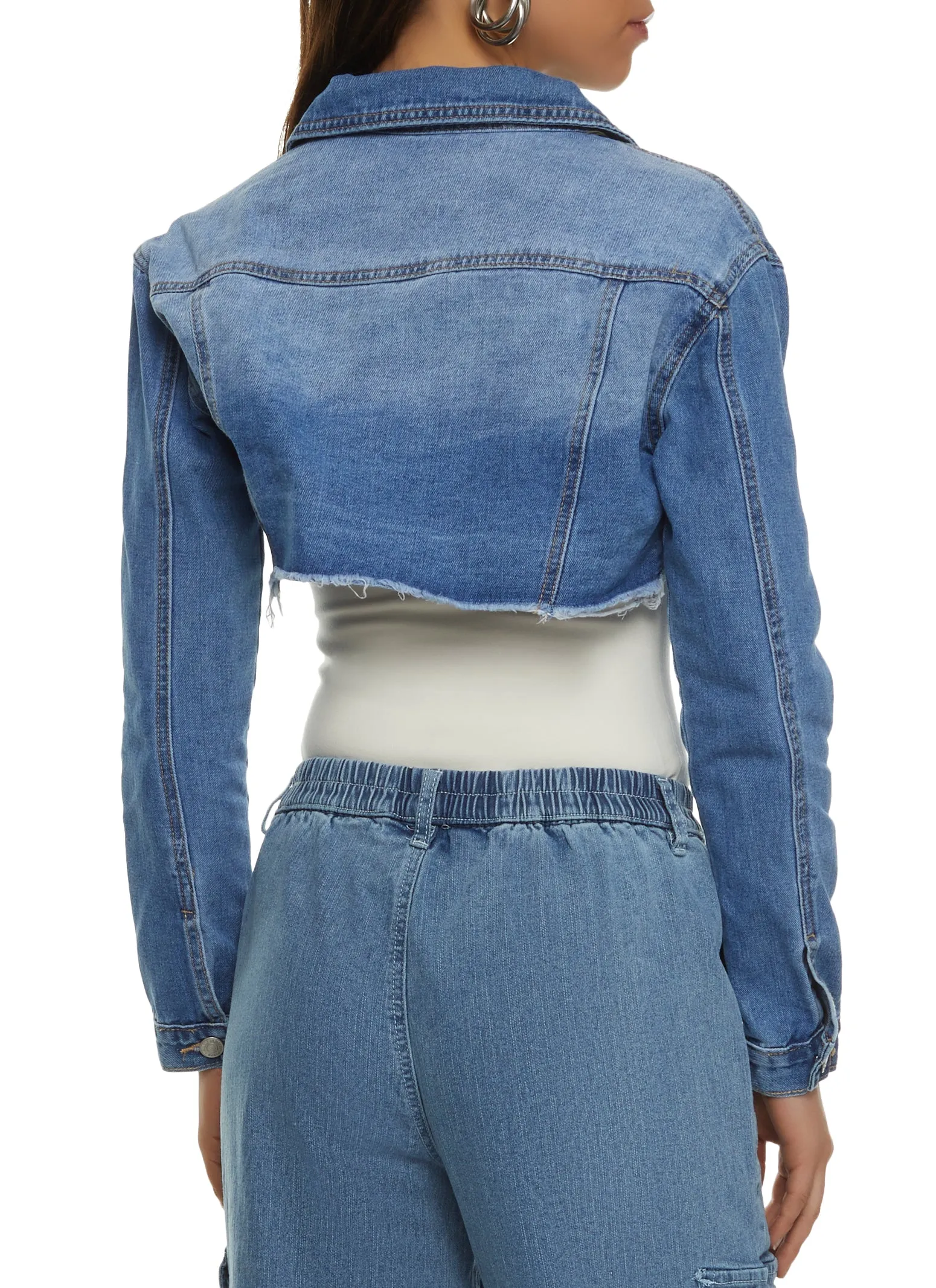 Almost Famous Cargo Pocket Cropped Jean Jacket