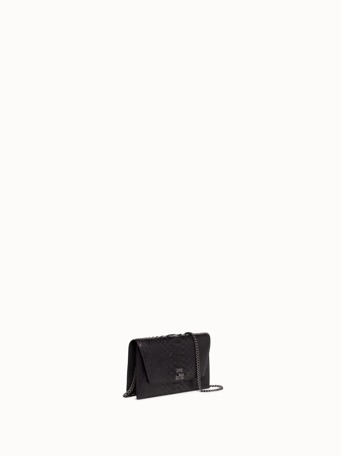 Anouk Clutch Tasche aus Pythonleder mit verstellbarem Doppelgriff