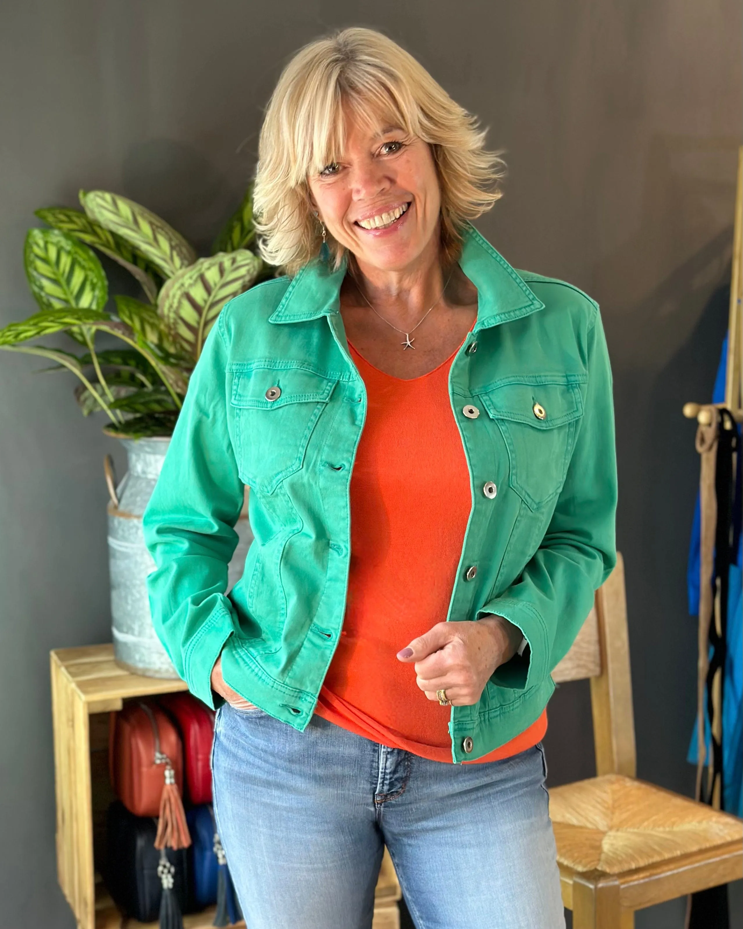 Apple Green Denim Jacket  - Sized