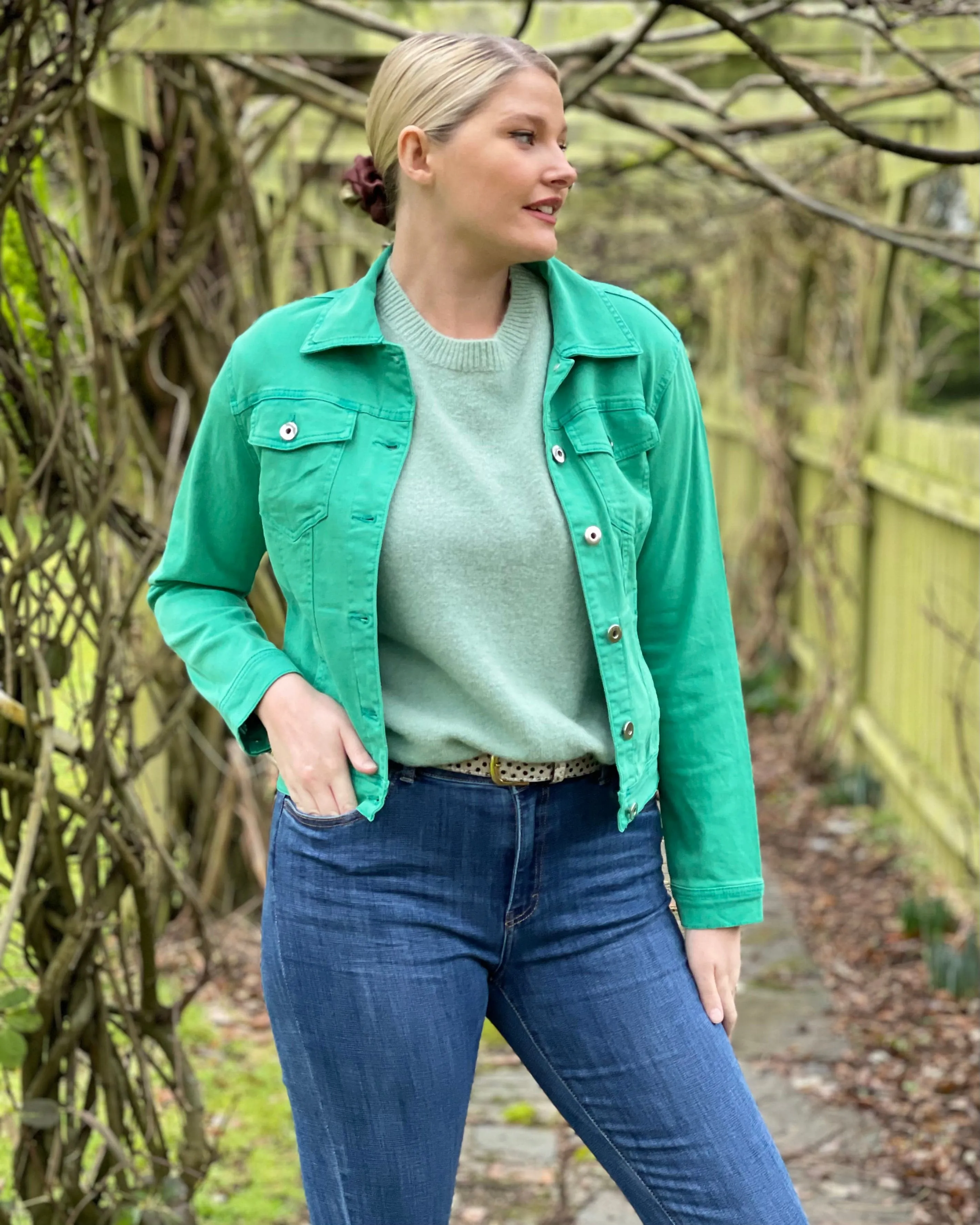 Apple Green Denim Jacket  - Sized