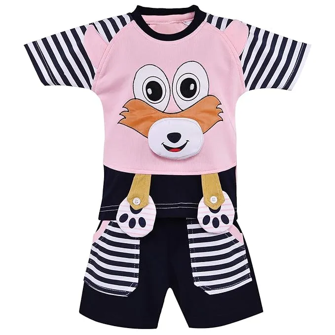 Baby Boys Striped Teddy Bear Detailed Clothing Set