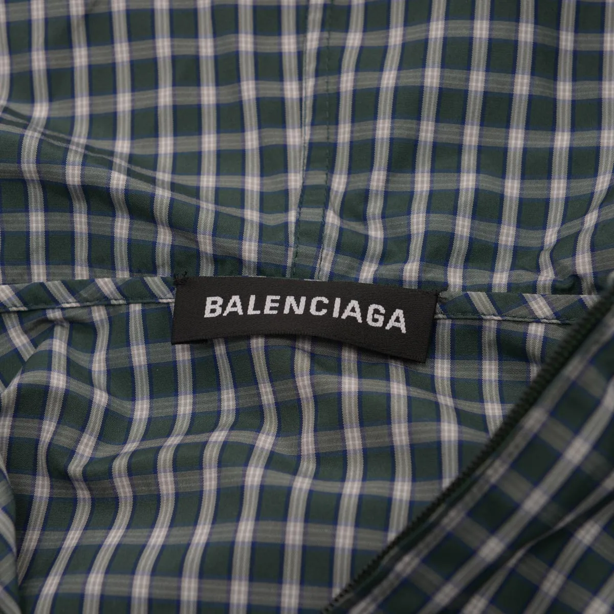 Balenciaga Green Check Hooded Jacket FR 34