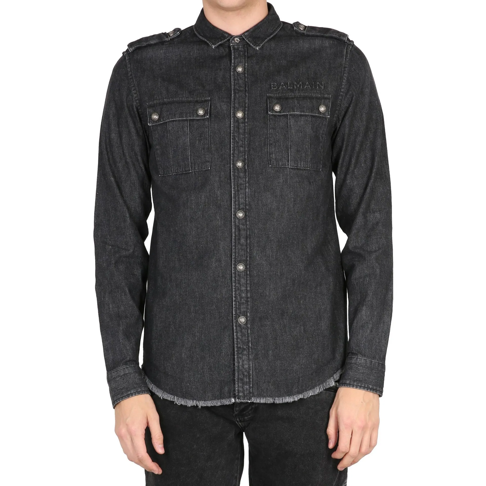 Balmain - Camicia in cotone e denim