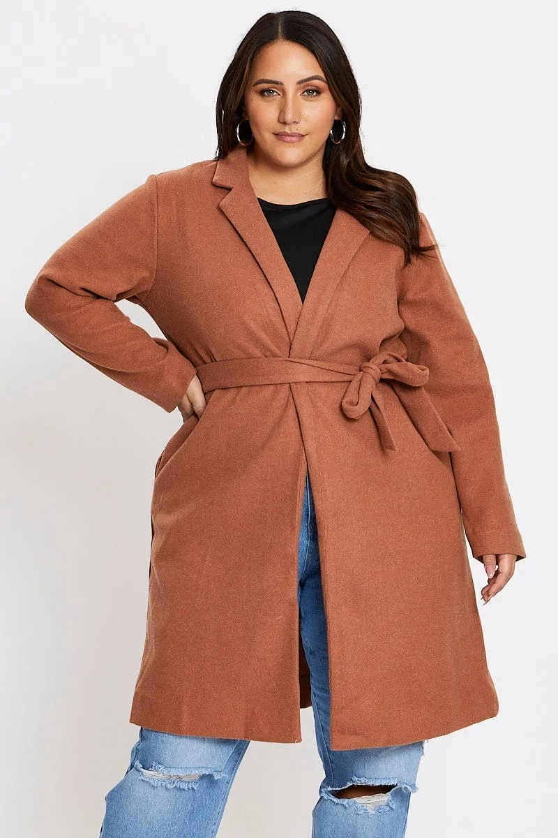 Beige Long Sleeve Beige Stretch Classic Coat