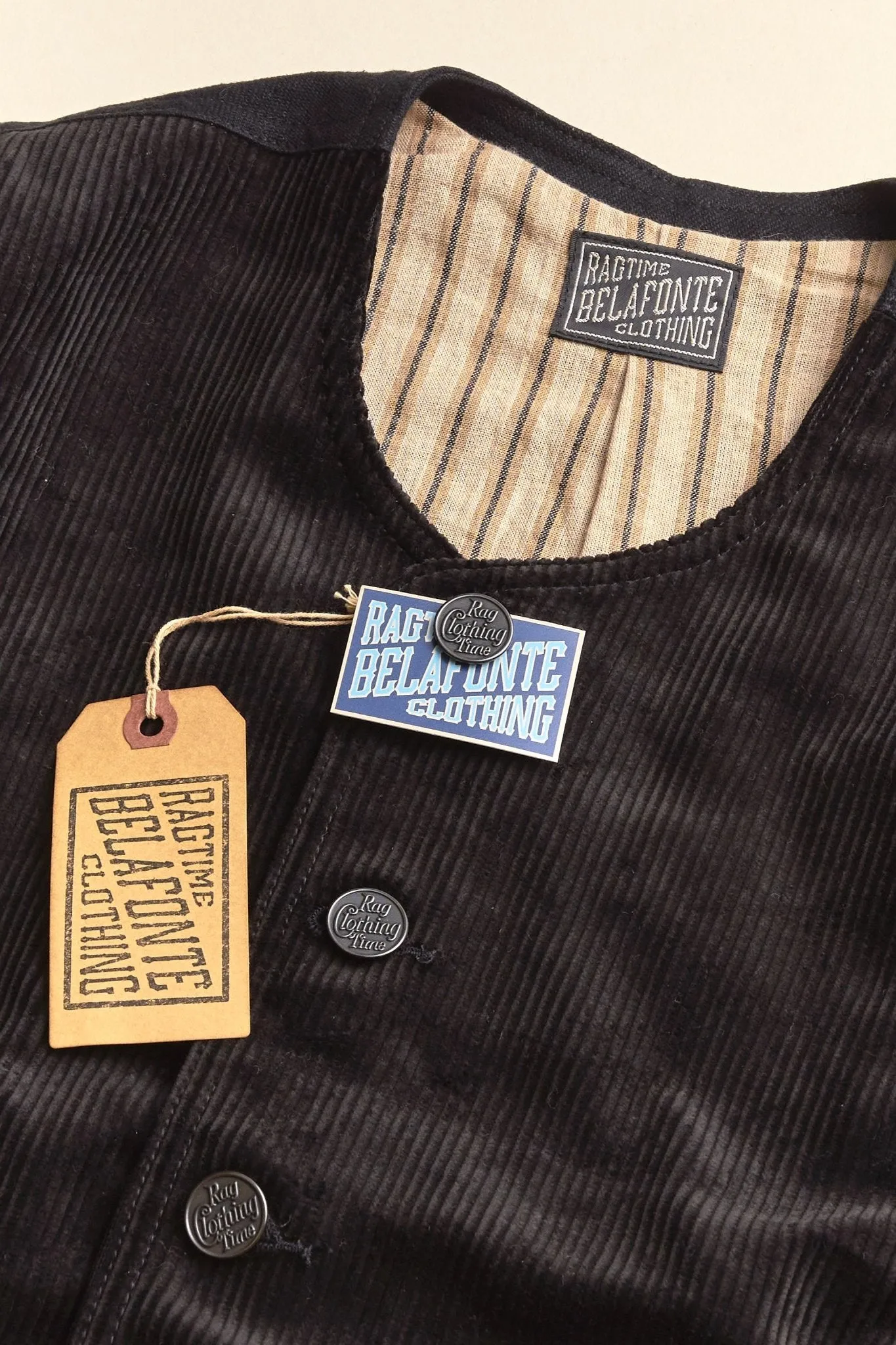 Belafonte Ragtime Civilian Deck Vest Corduroy - Black