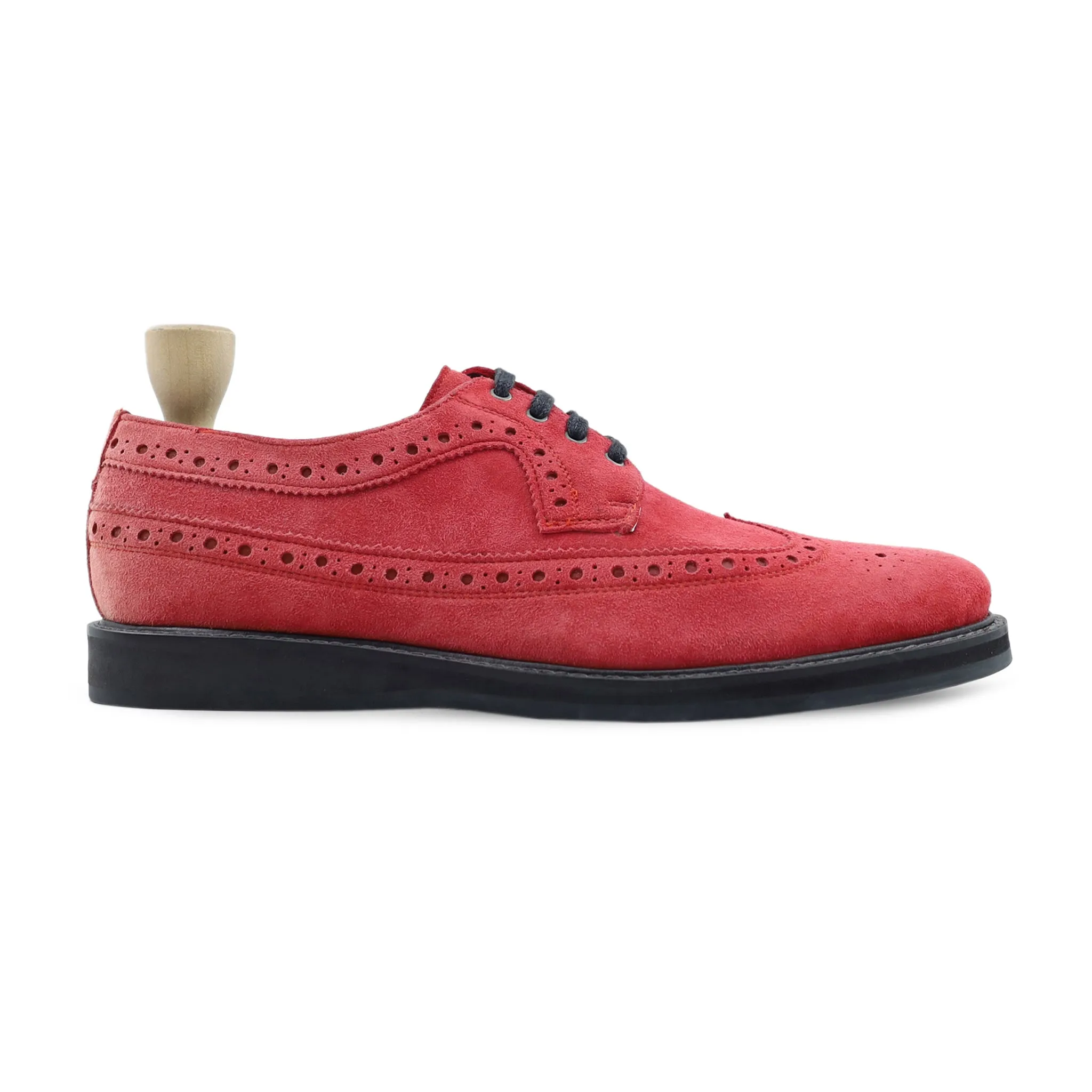 Bistok - Men's Red Kid Suede Derby