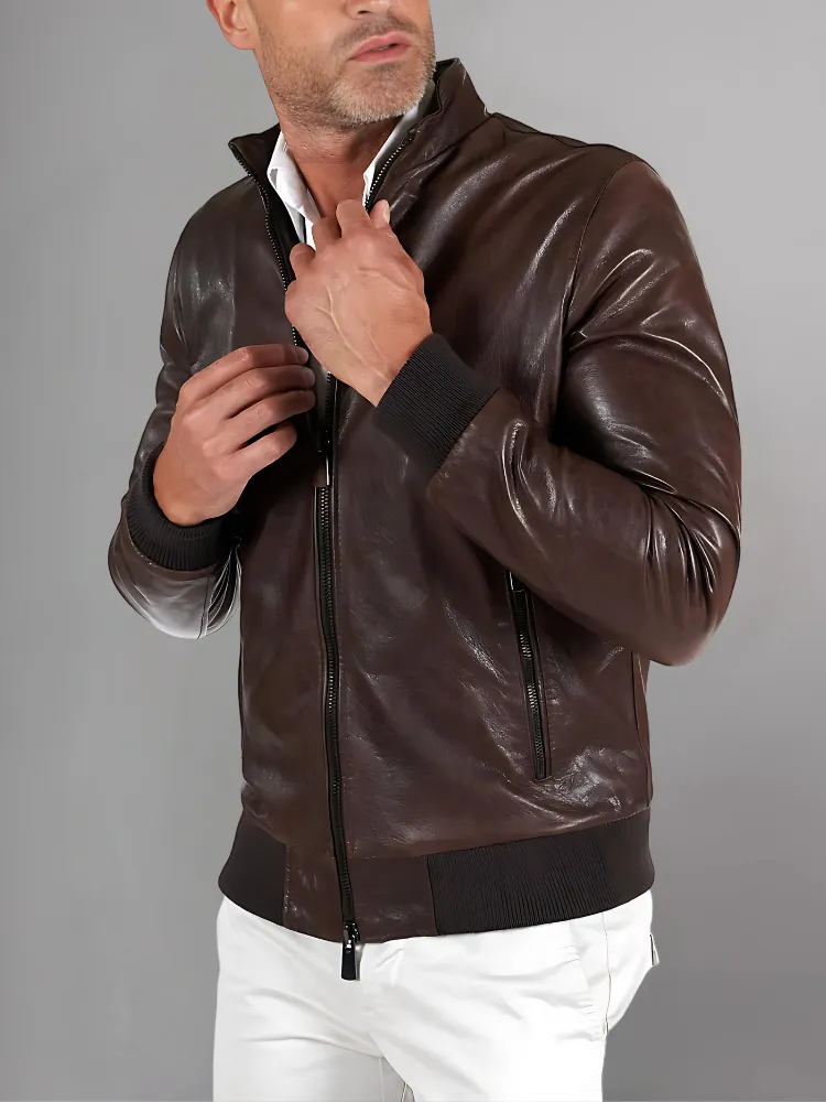 Black Bomber Leather Jacket