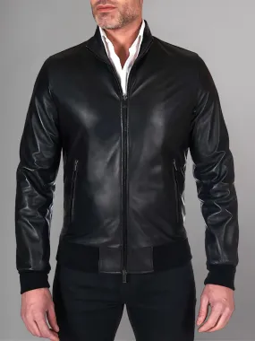 Black Bomber Leather Jacket