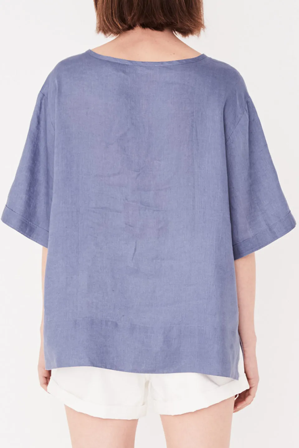 Boxy Linen Newport Blue Top