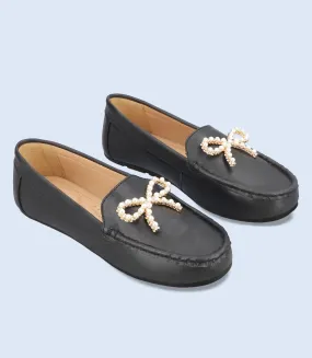 BW9640-BLACK-Women Comfort Moccasins