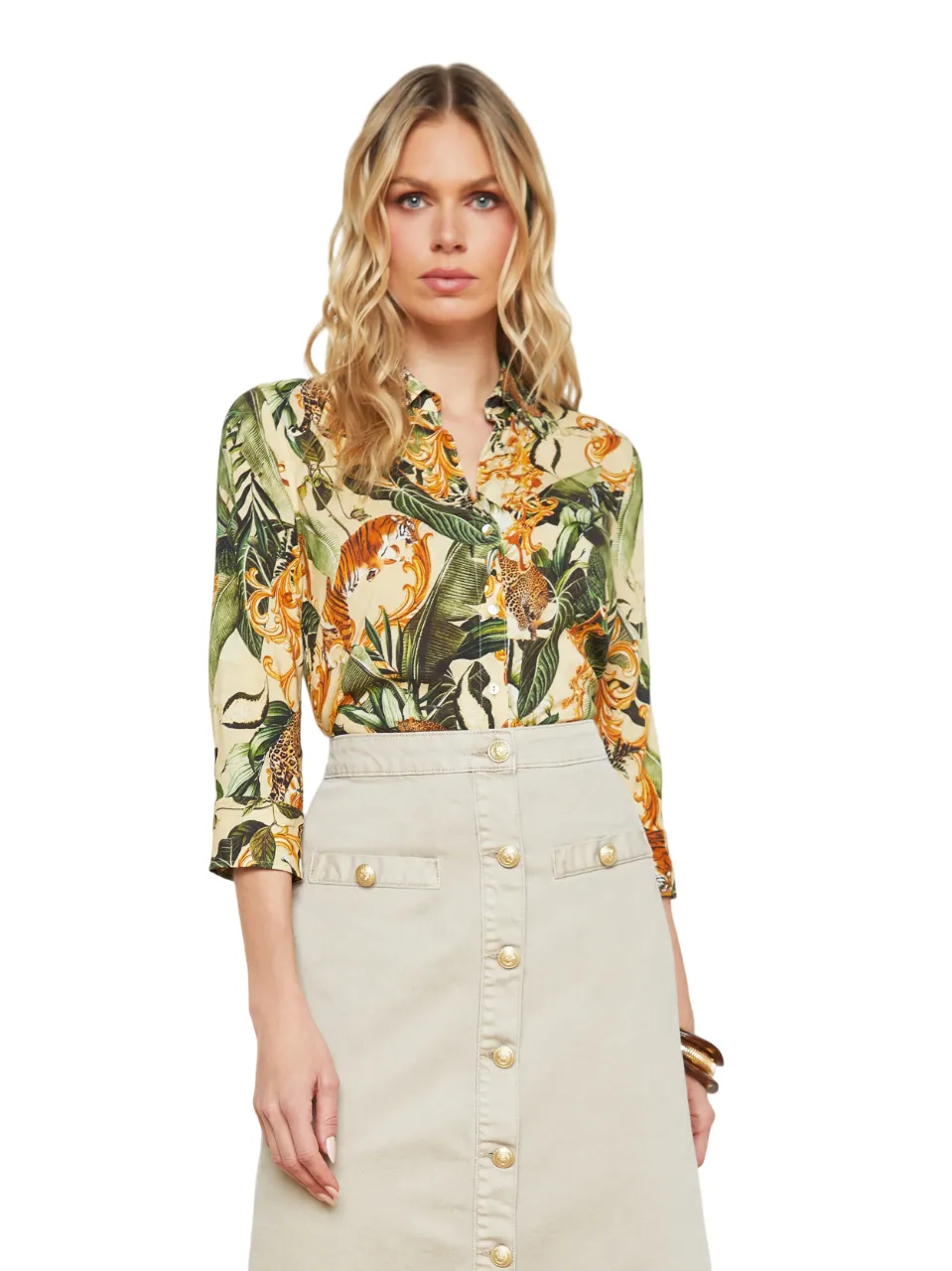 Camille Blouse - Ecru Multi Rococo Jungle