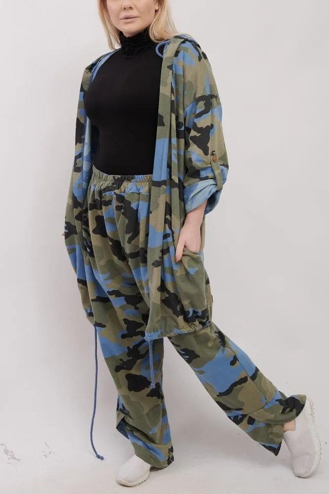 Camouflage Print Drawstring Hem Cotton Co-Ord