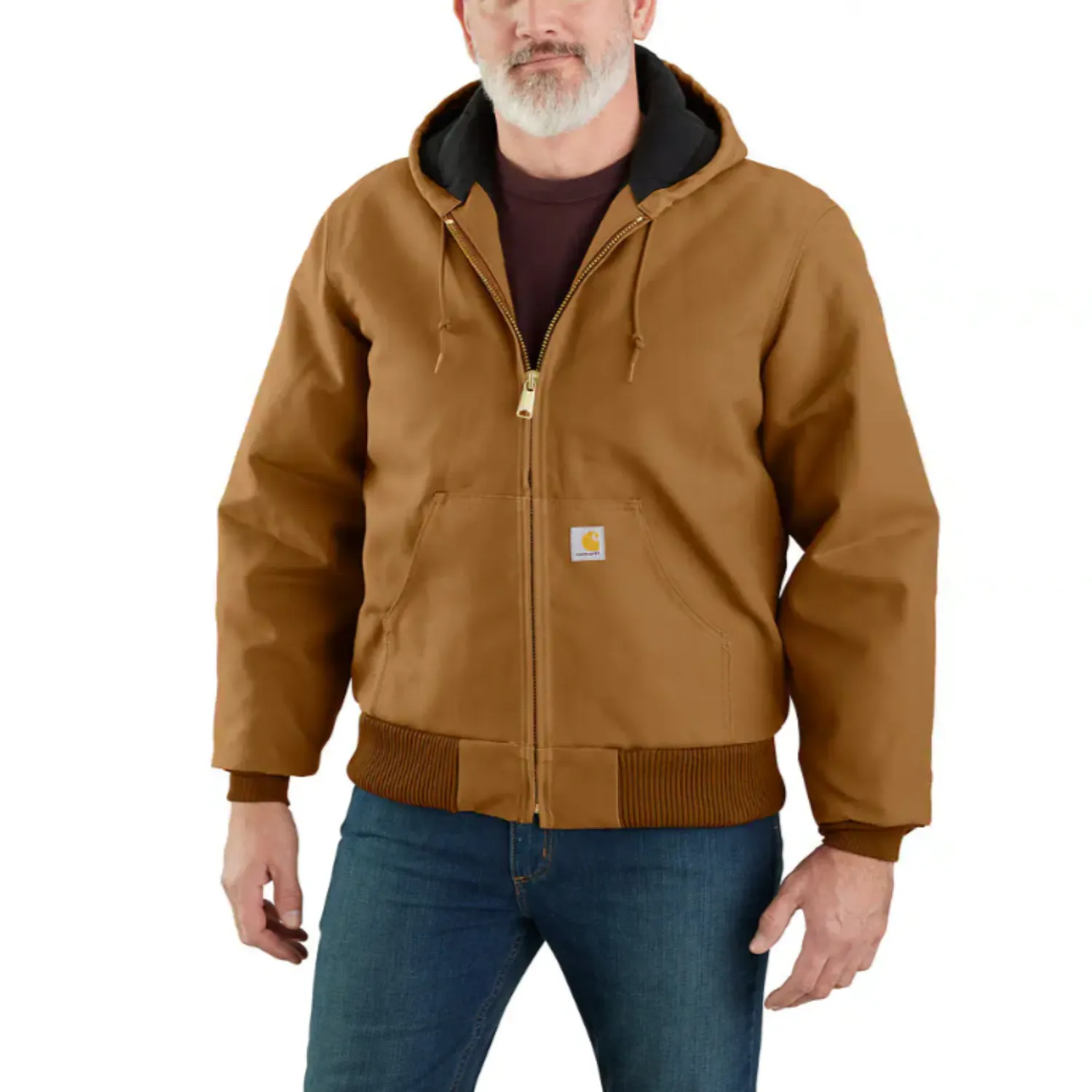 Carhartt Men's Flannel Lined Firm Duck Insulated Zip Hooded Jacket