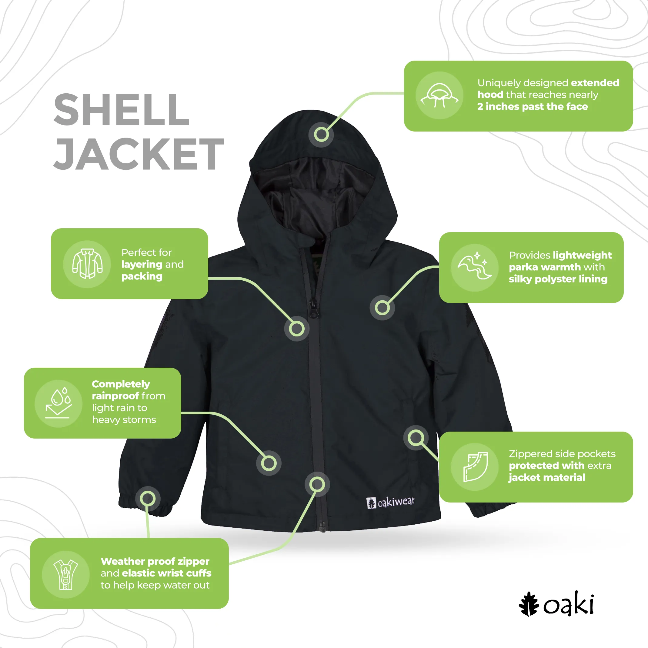 Children's Waterproof Shell Jacket, Black