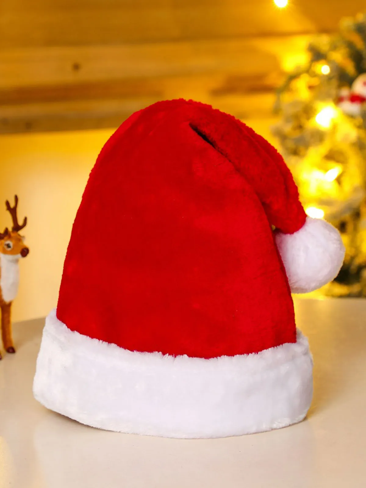 Christmas Long Fur Striped Snowflake Hat