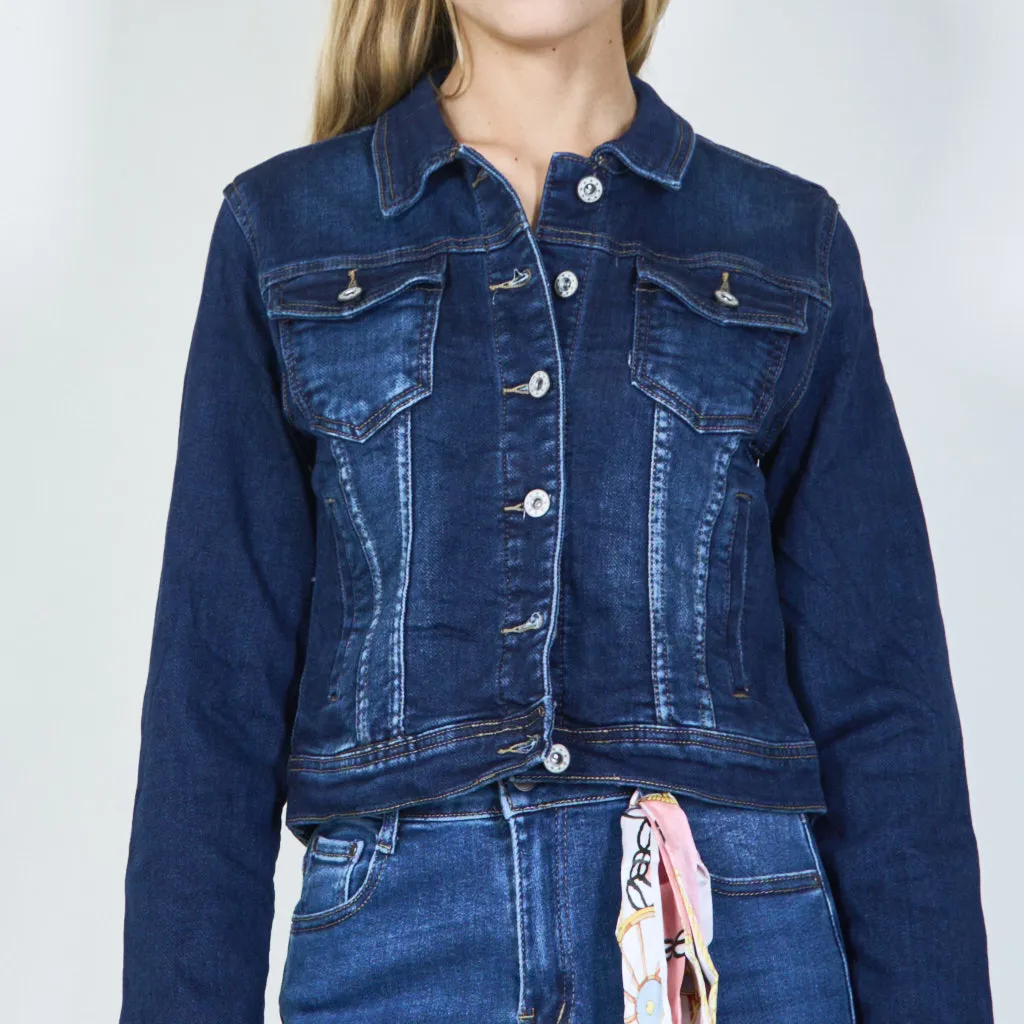 Classic denim jacket with button closure wholesale