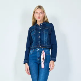 Classic denim jacket with button closure wholesale