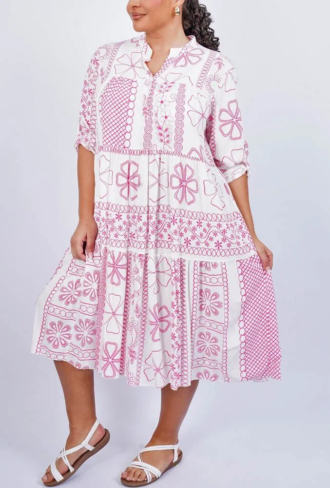 Clover Leaf Pattern Tiered Dress