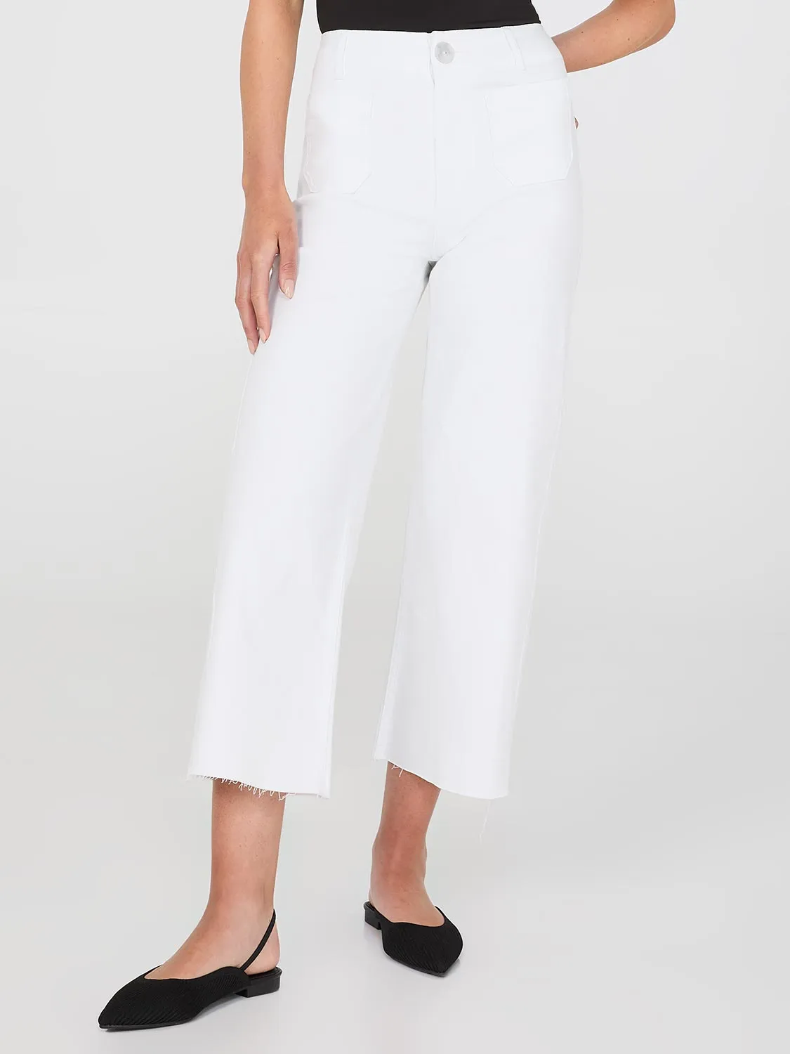 Cropped Raw Edge High-Rise Jeans