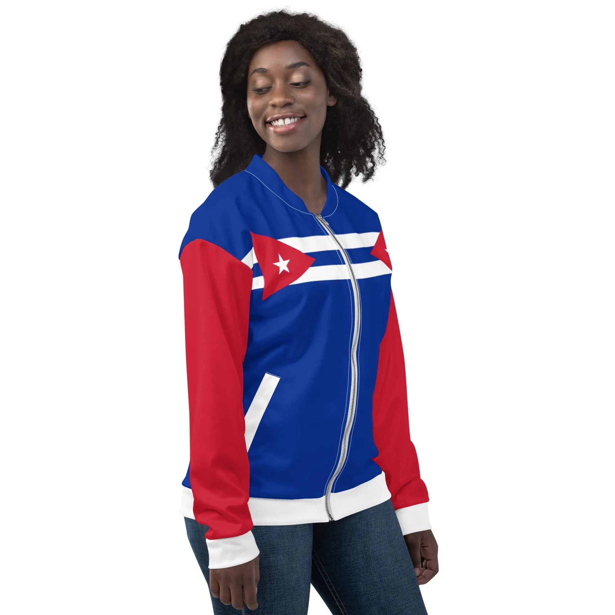 Cuban Flag Jacket / Blue Bomber Jacket / Cuban Style Clothing