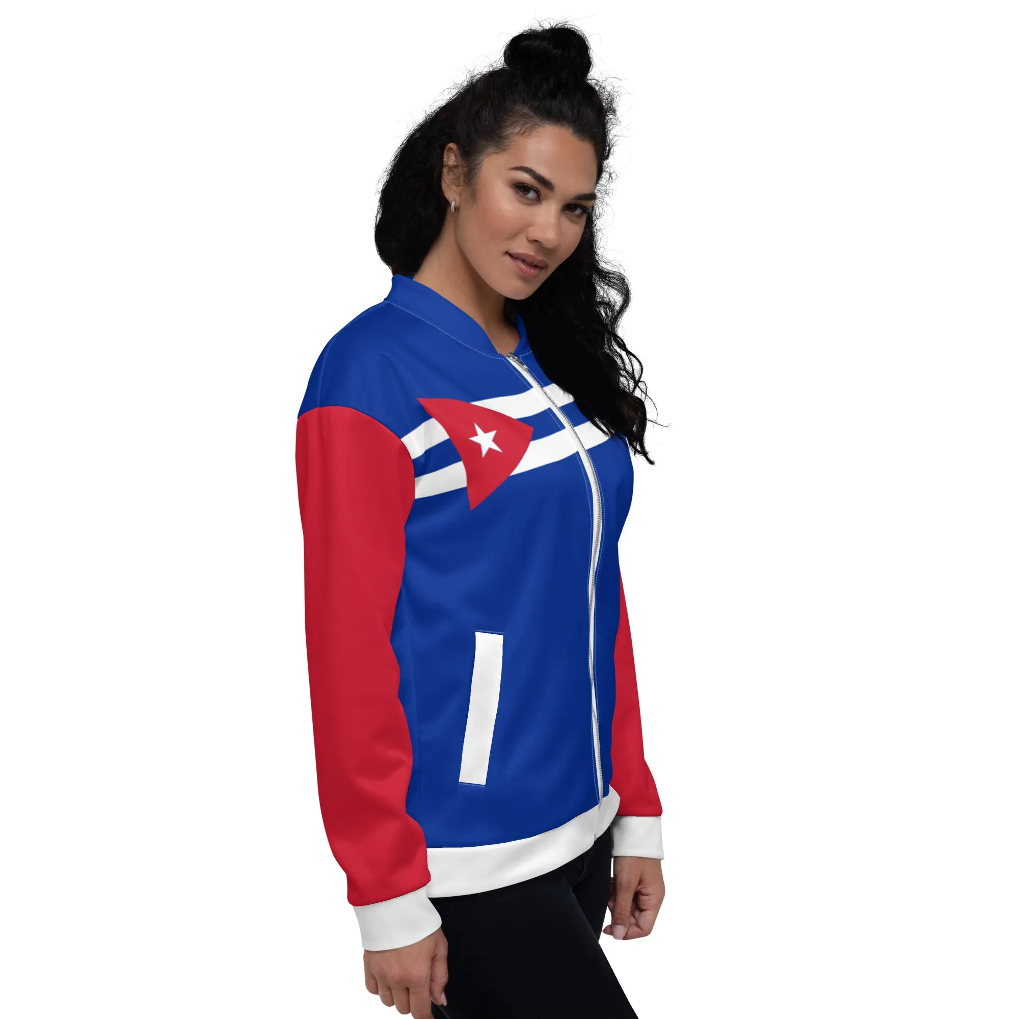 Cuban Flag Jacket / Blue Bomber Jacket / Cuban Style Clothing