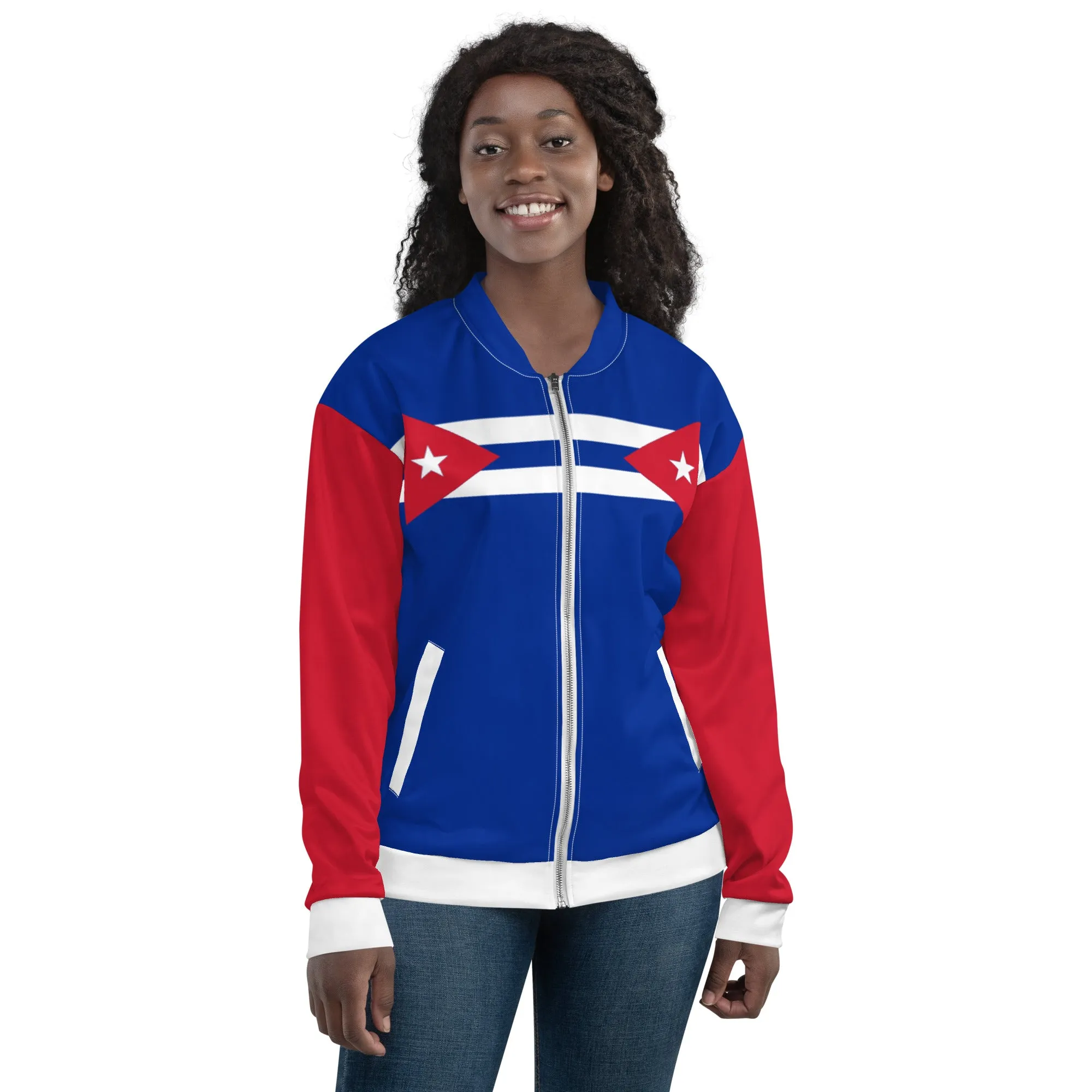 Cuban Flag Jacket / Blue Bomber Jacket / Cuban Style Clothing