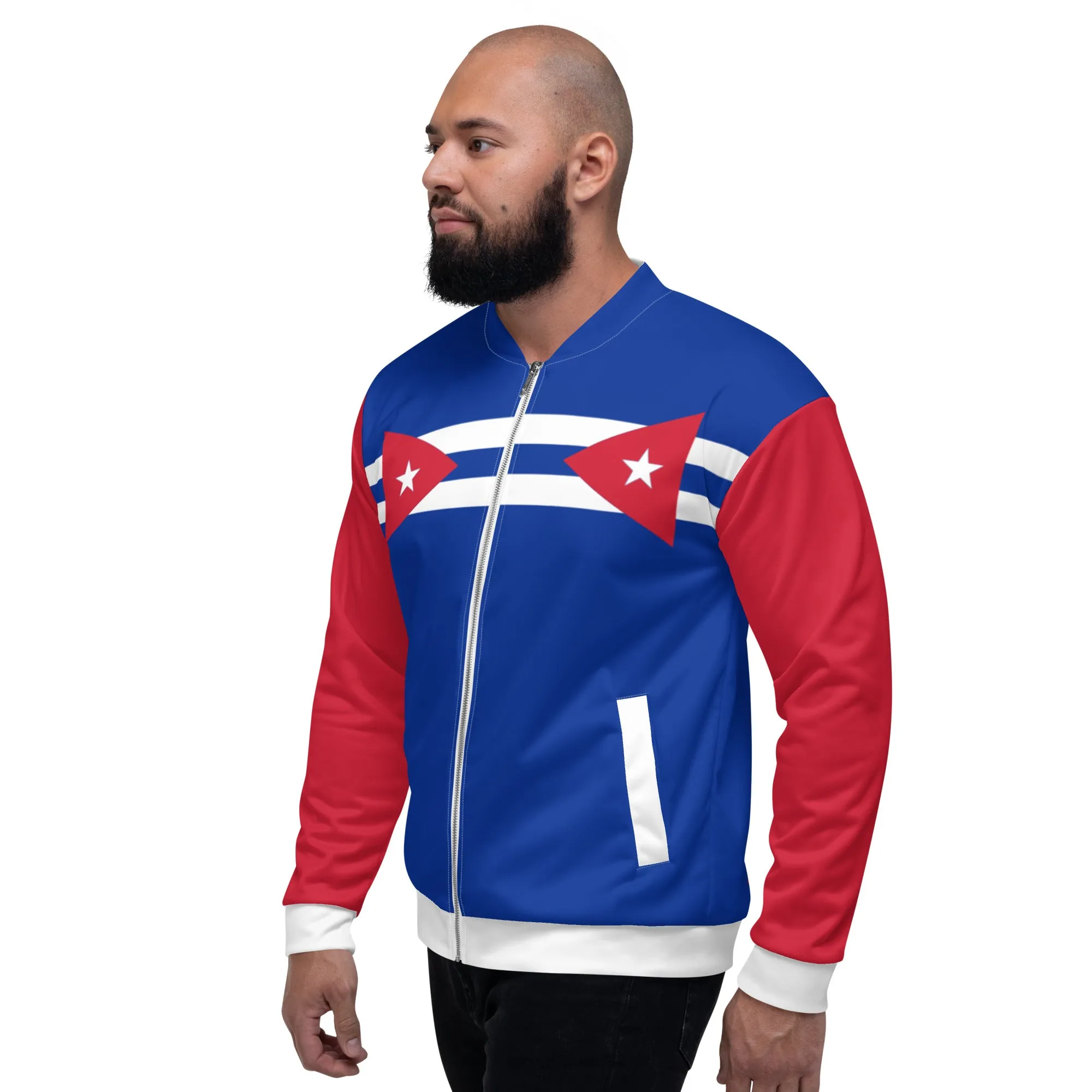 Cuban Flag Jacket / Blue Bomber Jacket / Cuban Style Clothing