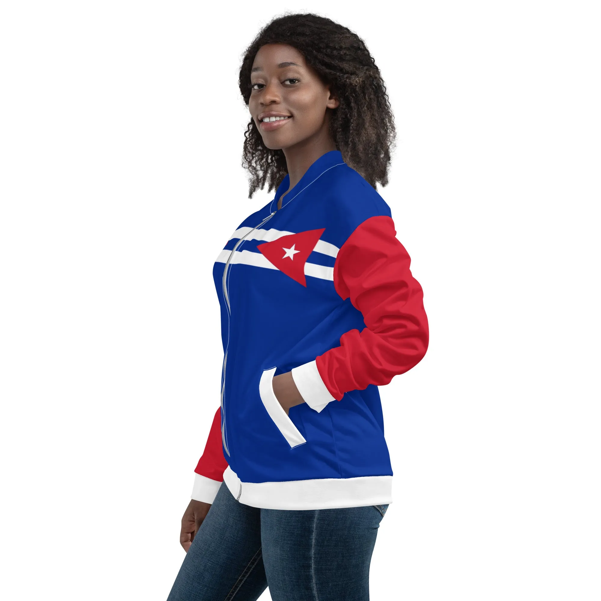 Cuban Flag Jacket / Blue Bomber Jacket / Cuban Style Clothing