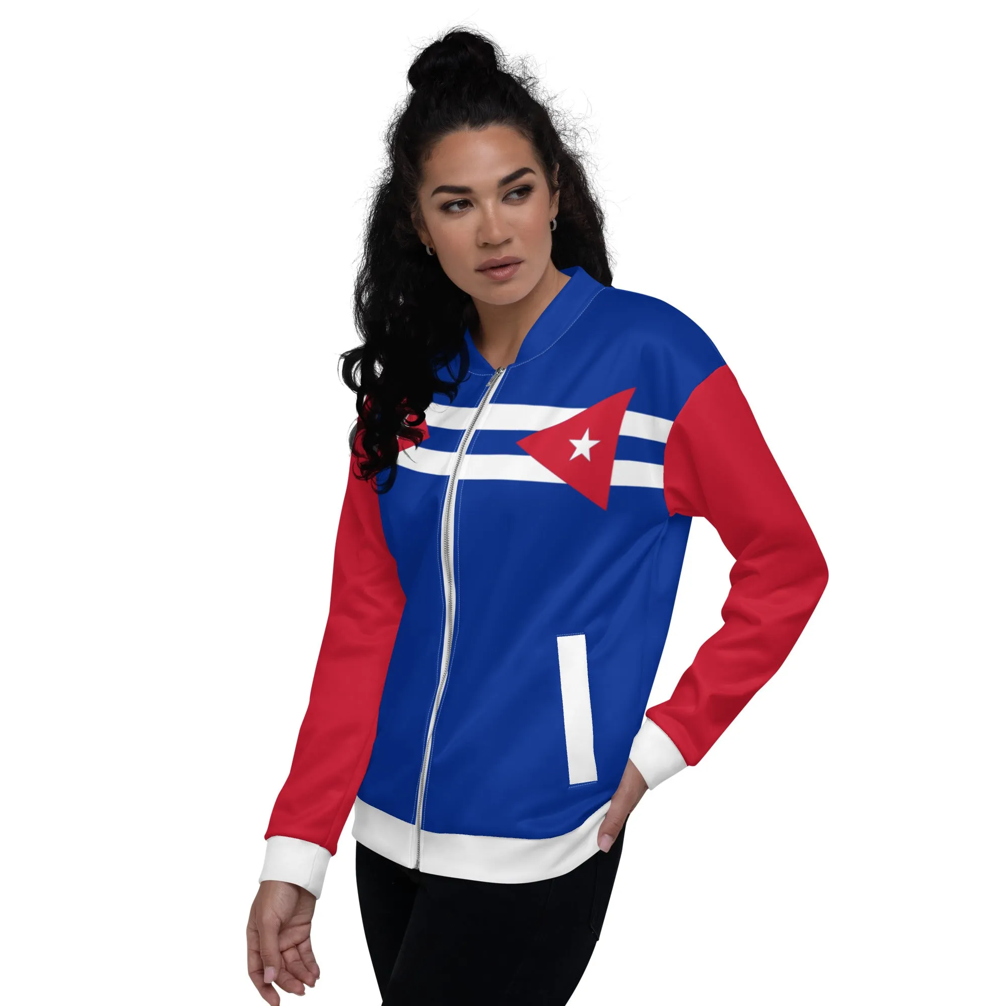 Cuban Flag Jacket / Blue Bomber Jacket / Cuban Style Clothing