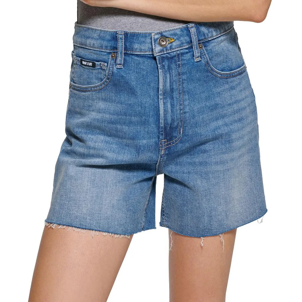 DKNY Jeans Womens Raw Hem High Rise Denim Shorts