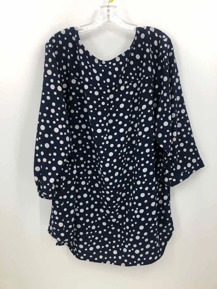 Dressbarn Size 3X Navy/White Polka Dot Blouse