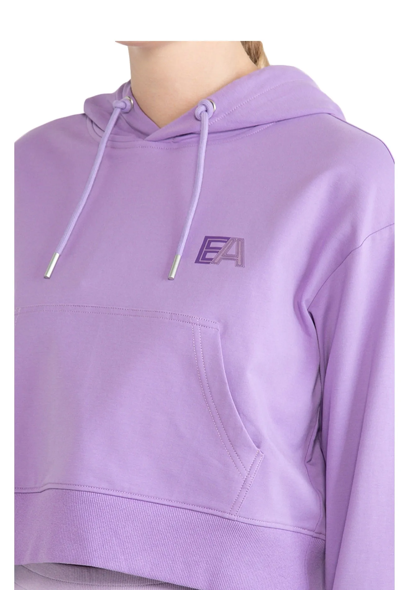 ELLE Apparel Active Drawstring Cropped Hoodie with Pocket