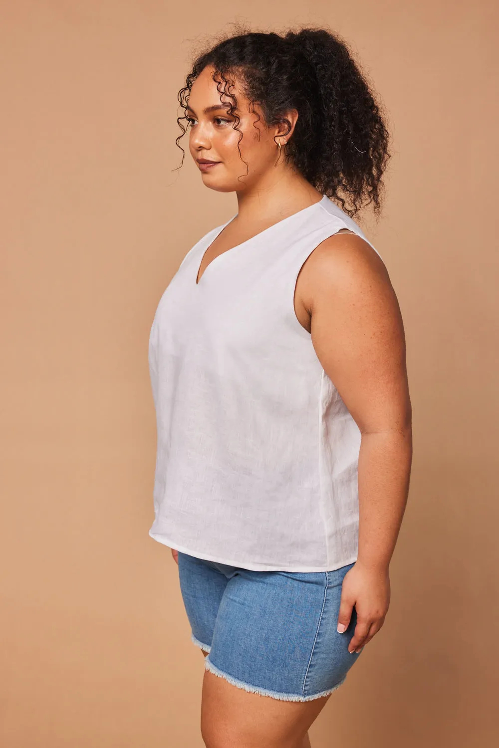 Ember Linen Cami in White