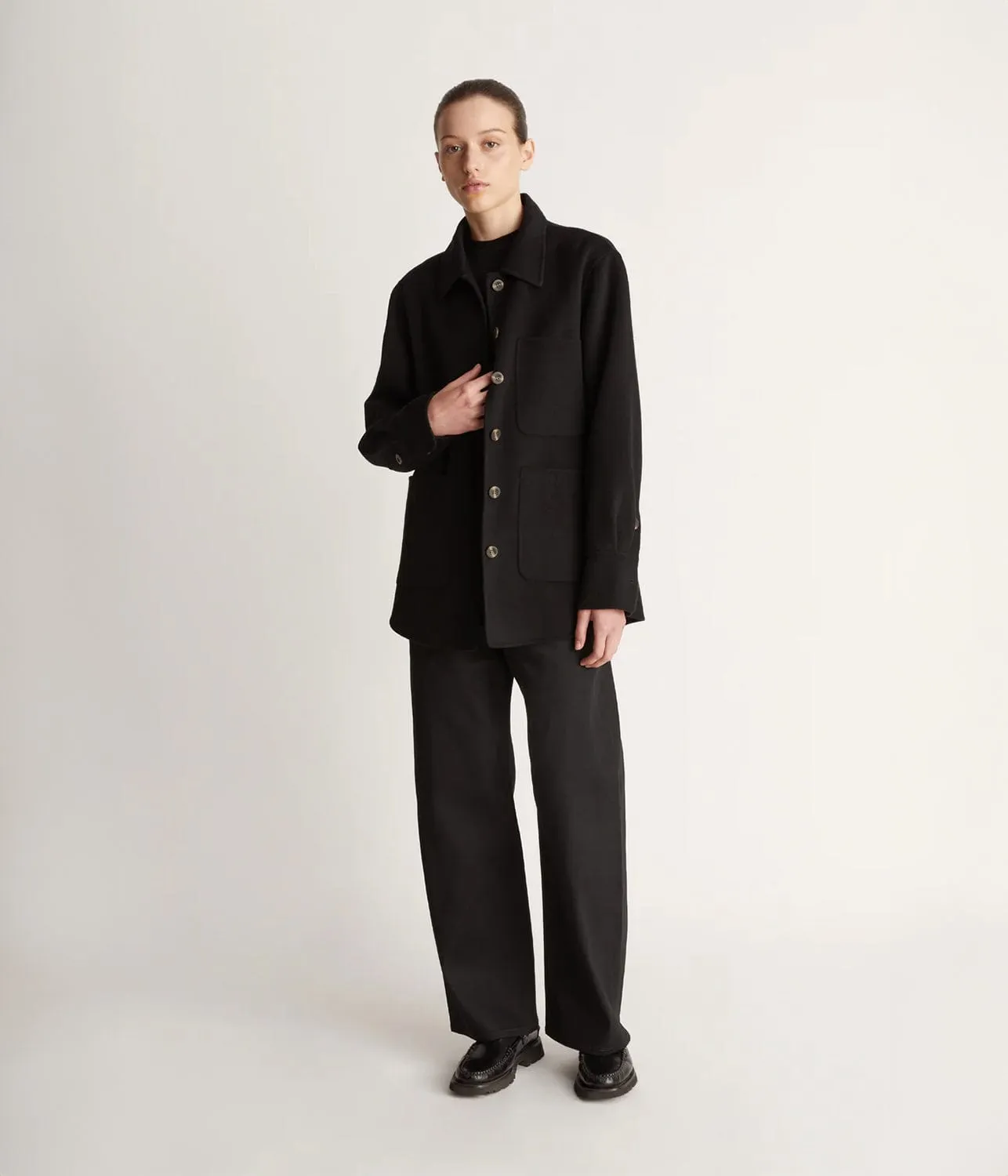 FLORENTINE CASHMERE SHIRT JACKET- BLACK